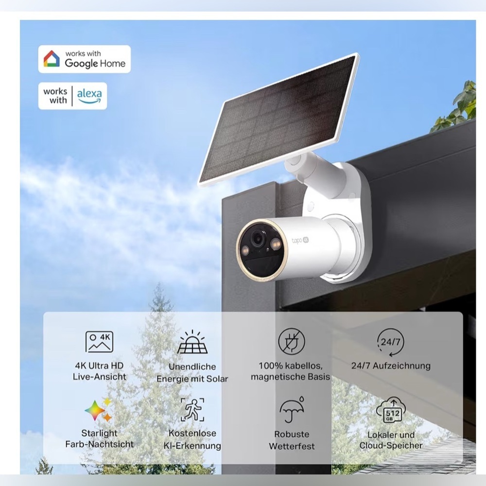 Solar-Powered Security Camera with Night Vision New Open Box